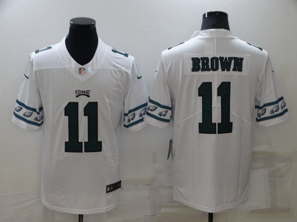 Men's Philadelphia Eagles #11 A. J. Brown White Team Logo Cool Edition Stitched Jersey